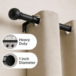 Oxford Homeware Satin Matte Black Effect Extendable Curtain Pole With Metal Ball Finials, (L)1600mm-3000mm (Dia) 28mm - thumbnail 7