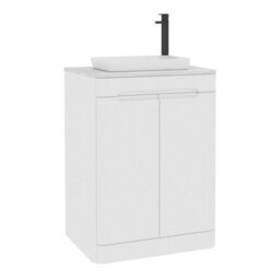 Royal Bathrooms Venice 600mm Gloss White Freestanding Bathroom Countertop Vanity Unit 2 Door With Qubix Basin - thumbnail 7