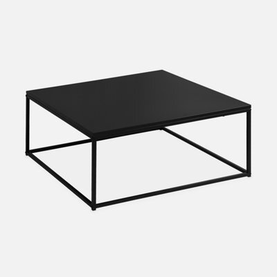 Sweeek - Industrial Black Metal Coffee Table Black 80X80X36 Cm - Industrielle - image 1