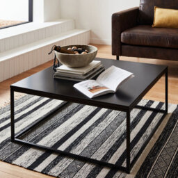 Sweeek - Industrial Black Metal Coffee Table Black 80X80X36 Cm - Industrielle - thumbnail 6