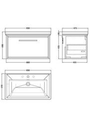 Balterley Longnor Modern Bathroom Wall Hung Single Drawer Vanity Unit With Fireclay Basin, Fern Green, 800mm - thumbnail 2
