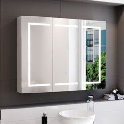 Nes Home 900mm Led 3 Doors White Bathroom Mirror Cabinet Battery Powered - thumbnail 6
