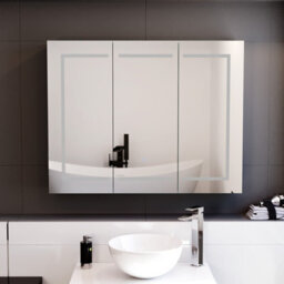 Nes Home 900mm Led 3 Doors White Bathroom Mirror Cabinet Battery Powered - thumbnail 4