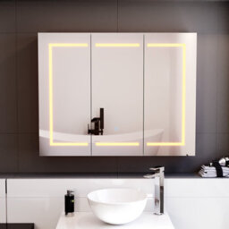 Nes Home 900mm Led 3 Doors White Bathroom Mirror Cabinet Battery Powered - thumbnail 3