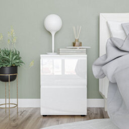 Urbn-Living Urbnliving 49Cm Height White Gloss 2 Drawer Skagen High Wooden Bedside Cabinet No Handle Drawer Storage - thumbnail 2