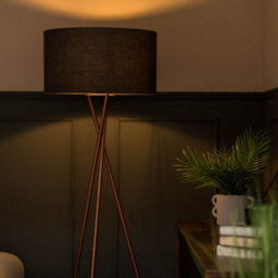 Valuelights Camden Copper Tripod Floor Lamp With Charcoal Drum Shade - thumbnail 2