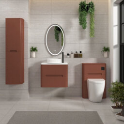 Royal Bathrooms Venice 600mm Terracotta Clay Wall Mounted Bathroom Countertop Vanity Unit 2 Drawer With Art Basin - thumbnail 4