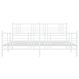 Berkfield Metal Bed Frame Without Mattress With Footboard White 200X200Cm - thumbnail 4