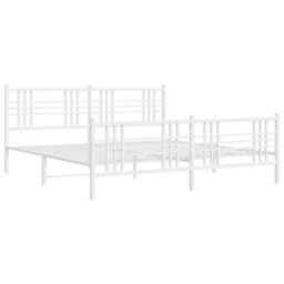 Berkfield Metal Bed Frame Without Mattress With Footboard White 200X200Cm - thumbnail 3