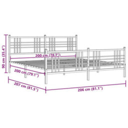 Berkfield Metal Bed Frame Without Mattress With Footboard White 200X200Cm - thumbnail 8