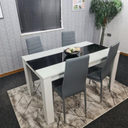 Kosy Koala Modern White And Black Dining Table Set With 4 Grey Faux Leather Chairs Dining Room Furniture - thumbnail 9
