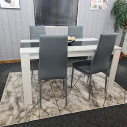 Kosy Koala Modern White And Black Dining Table Set With 4 Grey Faux Leather Chairs Dining Room Furniture - thumbnail 8