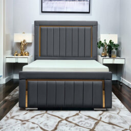UKBEDFURNITURE Princess Steel Plush Valvet Upholstered Bed Frame Only - Slatted Base - 48 Inch Headboard