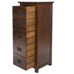 5 Drawer Tall Narrow Wooden Narrow Chest Of Drawers - thumbnail 5