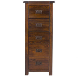 5 Drawer Tall Narrow Wooden Narrow Chest Of Drawers - thumbnail 3