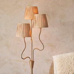 Loops Stylish 1560mm Tall Floor Lamp With Raffia Shades And Aged Brass Finish - thumbnail 4