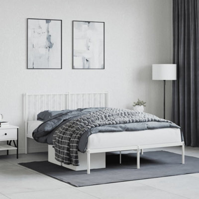 Berkfield Metal Bed Frame Without Mattress With Headboard White 140X190Cm - image 1