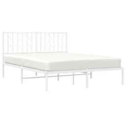Berkfield Metal Bed Frame Without Mattress With Headboard White 140X190Cm - thumbnail 3