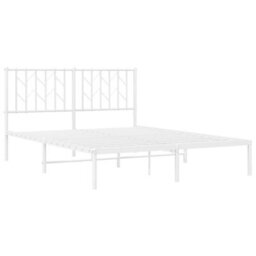 Berkfield Metal Bed Frame Without Mattress With Headboard White 140X190Cm - thumbnail 4