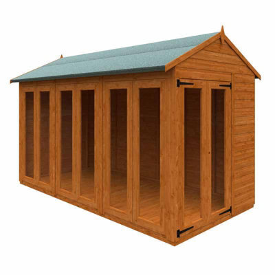 Buttercup Farm 12X6 Flex Apex Full Pane Summerhouse 12mm Flex - L353.8 X W175 X H23.32 Cm - Solid Wood/softwood/pine - Burnt Orange - image 1