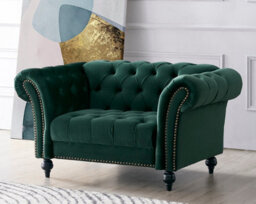 Home Detail Mayfair Velvet Fabric 1.5 Seater Sofa, Green - thumbnail 1