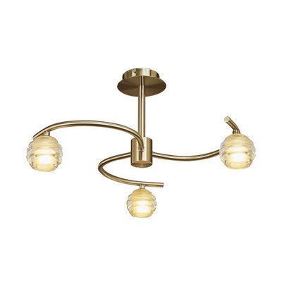 Luminosa Lighting Luminosa Sphere Semi Flush 3 Light G9, Antique Brass - image 1