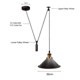 Ledsone Rustic Red Industrial Pendant Light Vintage Edison 22Cm Metal Shade Adjustable 2M Cable Ceiling Lamp For Kitchen Island - thumbnail 2