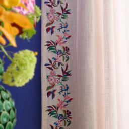 Sophie Robinson Flourish Floral Embroidered Tab Top 140X137Cm Voile Curtain Panel Bright - thumbnail 4