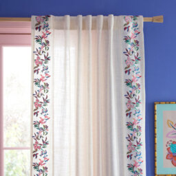 Sophie Robinson Flourish Floral Embroidered Tab Top 140X137Cm Voile Curtain Panel Bright - thumbnail 2