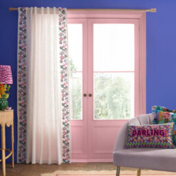 Sophie Robinson Flourish Floral Embroidered Tab Top 140X137Cm Voile Curtain Panel Bright