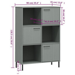 Berkfield Bookcase With Metal Legs Grey 90X35X128.5 Cm Solid Wood Oslo - thumbnail 8