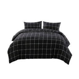 Box Dot Pattern Duvet Cover Set Soft Easy Care Contemporary Bedding Black - thumbnail 2