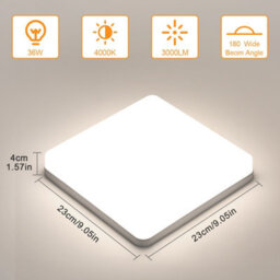 Pheashine Sleek 36W Square Led Ceiling Light 23X23Cm Recessed Panel 4500K Neutral Light For Bedrooms Kitchens And Hallways - thumbnail 3