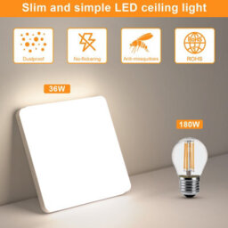 Pheashine Sleek 36W Square Led Ceiling Light 23X23Cm Recessed Panel 4500K Neutral Light For Bedrooms Kitchens And Hallways - thumbnail 4