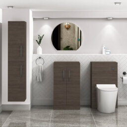 Royal Bathrooms Turin 500mm Grey Elm Floor Standing Worktop Vanity Unit - 2 Doors With Matt Black Handle - thumbnail 3