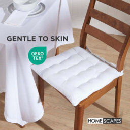 Homescapes White Seat Pads 100% Cotton Chair Cushions 40X40 Cm, Set Of 4 Plain Chair Pads For Dining, Kitchen Or Garden Outdoor - thumbnail 3