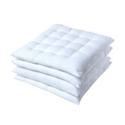 Homescapes White Seat Pads 100% Cotton Chair Cushions 40X40 Cm, Set Of 4 Plain Chair Pads For Dining, Kitchen Or Garden Outdoor