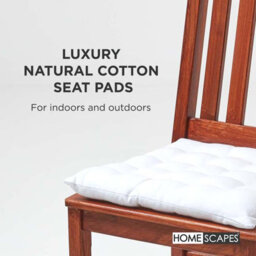 Homescapes White Seat Pads 100% Cotton Chair Cushions 40X40 Cm, Set Of 4 Plain Chair Pads For Dining, Kitchen Or Garden Outdoor - thumbnail 2