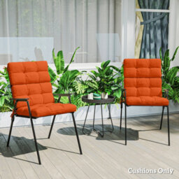 Outsunny 2Pc Outdoor Seat Cushion With Backrest, Ties, For Garden, Orange - thumbnail 8