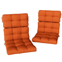 Outsunny 2Pc Outdoor Seat Cushion With Backrest, Ties, For Garden, Orange - thumbnail 2