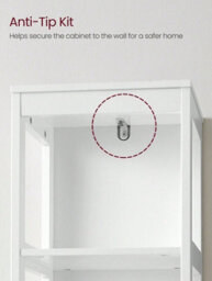 Songmics Vasagle Tall Bathroom Cabinet With Feet And Slim Column With 2 Drawers And 3 Open Compartments, 30 X 30 X 141.5 Cm, White - thumbnail 7
