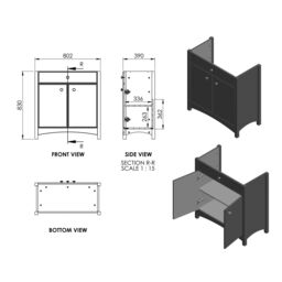 Exbury Sea Green Ash Freestanding Vanity Unit & Basin Set (W)810mm (H)835mm - thumbnail 2