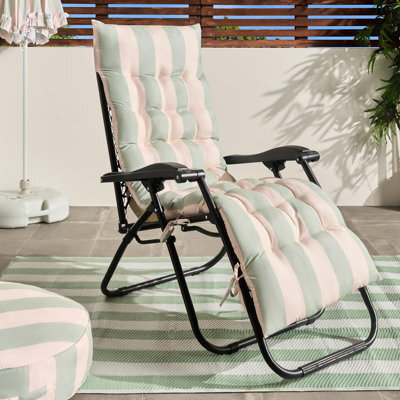 Ohs Stripe Gravity Chair Seat Cushion Outdoor Garden Water Resistant - Sage/cream - image 1