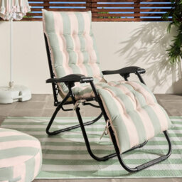 Ohs Stripe Gravity Chair Seat Cushion Outdoor Garden Water Resistant - Sage/cream - thumbnail 1