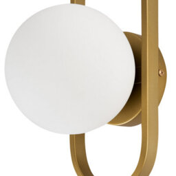 Beliani Gold Wall Lamp With Opaque Glass Shade, Geometric Oval Frame, Matt Iron Finish, Warm White Light - thumbnail 5