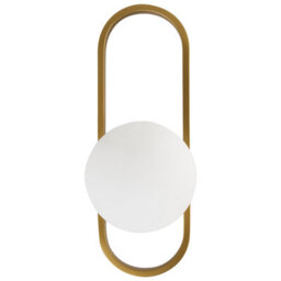 Beliani Gold Wall Lamp With Opaque Glass Shade, Geometric Oval Frame, Matt Iron Finish, Warm White Light - thumbnail 2