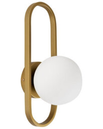 Beliani Gold Wall Lamp With Opaque Glass Shade, Geometric Oval Frame, Matt Iron Finish, Warm White Light - thumbnail 3