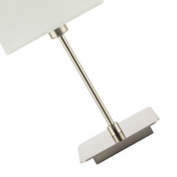 Happy Homewares Contemporary Satin Nickel Bedside Table Lamp With White Cotton Fabric Shade - thumbnail 5