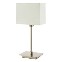 Happy Homewares Contemporary Satin Nickel Bedside Table Lamp With White Cotton Fabric Shade - thumbnail 2