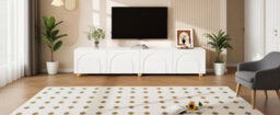 Btm Tv Cabinet Lowboard Sideboard With Arch Relief, 4 Doors, Metal Legs, Living Room Storage - thumbnail 5